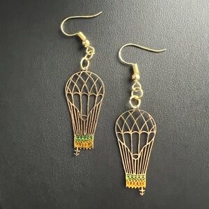 Whimsical Beautiful Unique Up cycled Vintage Hot Air Balloon Earrings